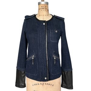 Marc Jacobs Vintage Denim Jacket with Leather Trimmed Kristine Size 4